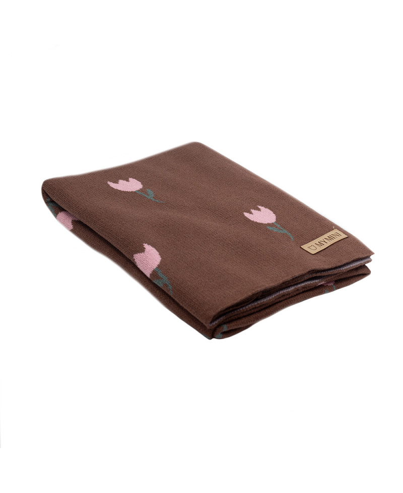 Bawełniany koc brązowy w...