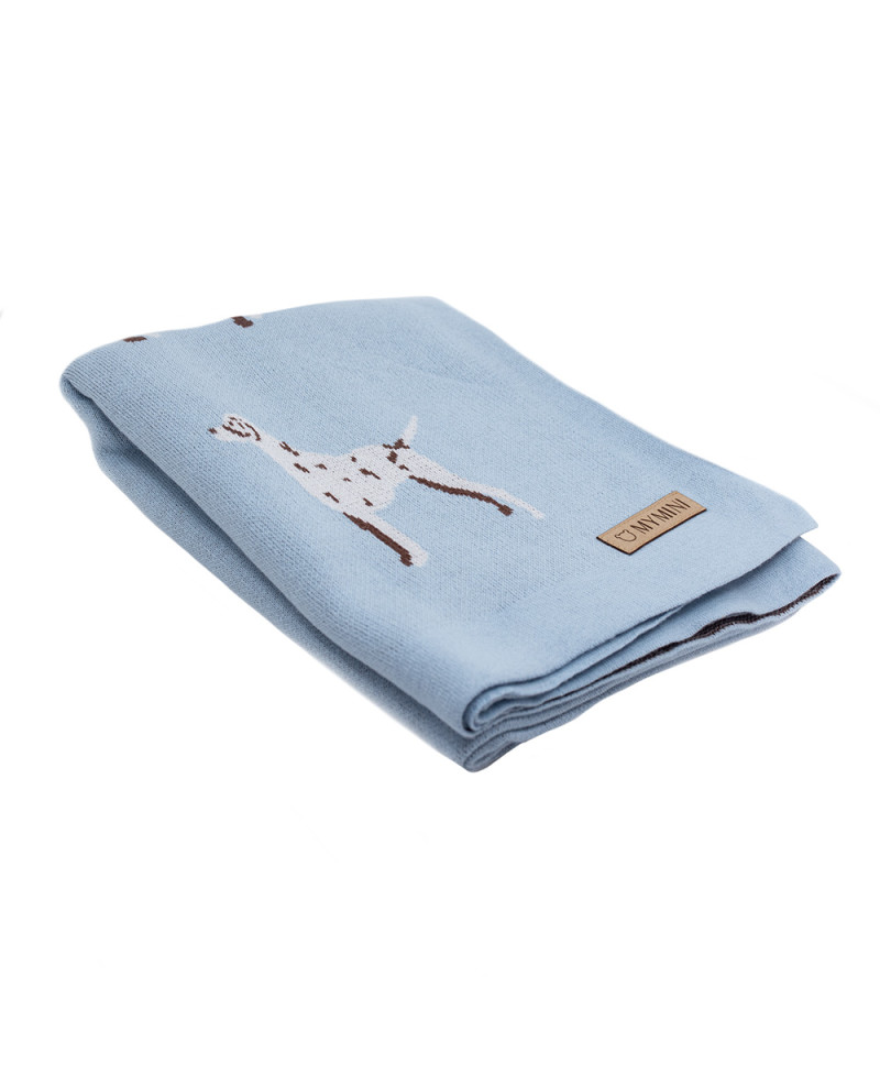 Bawełniany koc błękitny w...