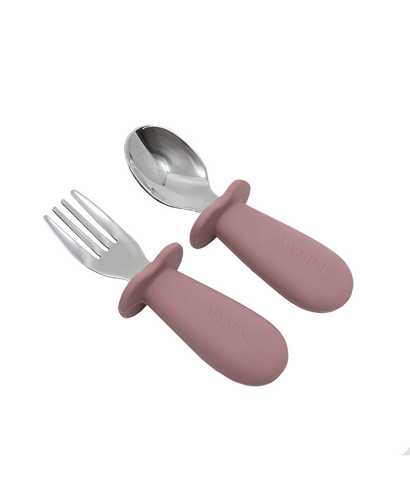 Pierwsze sztućce malucha - ciemny róż